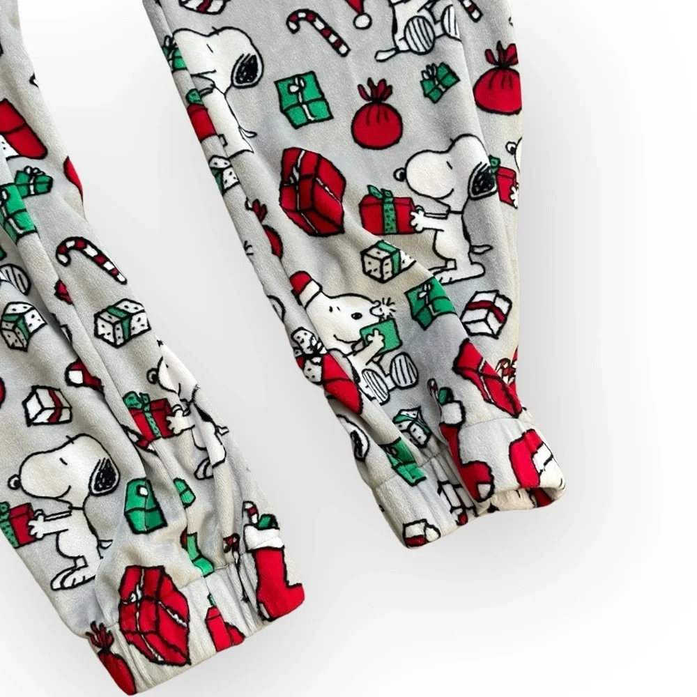 Munki Munki Peanuts Snoopy Christmas fleece pajama bottoms small lounge sleep